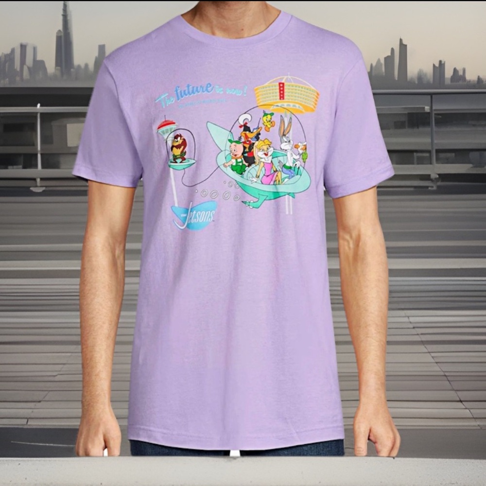 100 Year Anniversary Of Warner Bros. Purple "THE FUTURE IS NOW!" The Jetson Tee